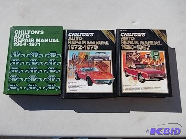 lot 61 image: 3- Chiltons Auto Repair Manuals 1964 Thru 19...