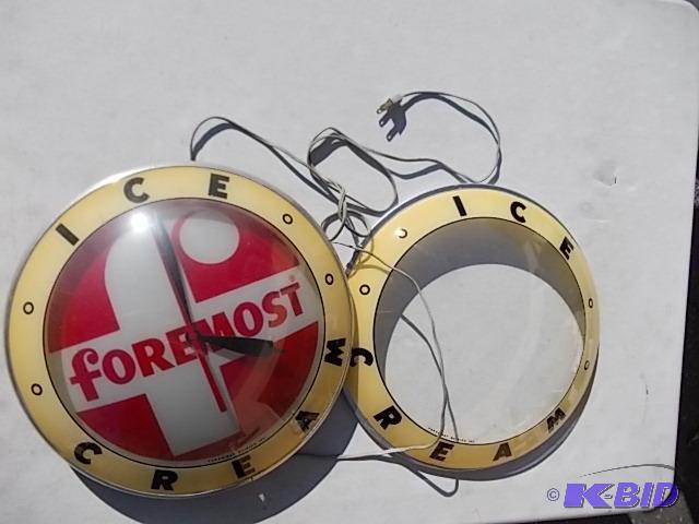 lot 95 image: Vintage Foremost Ice Cream Clock With Extra G...