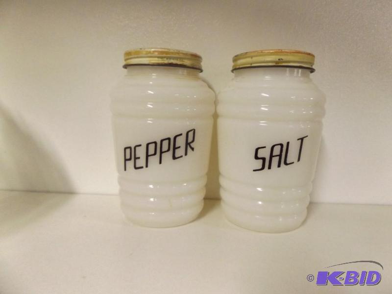 Vintage Salt and Pepper Shakers, milk glass ...