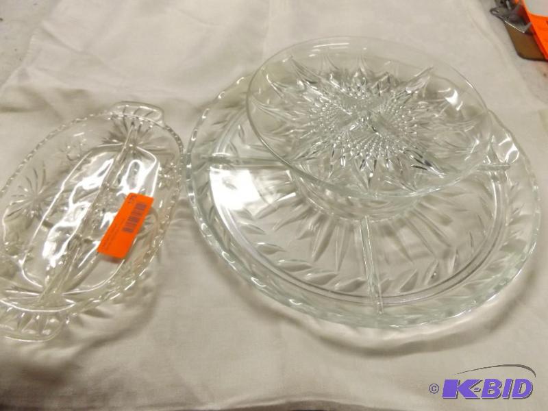 Glass serving dishes and platter...