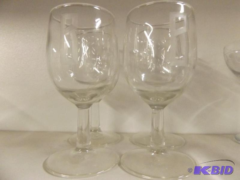 Set of 4 wine glasses, etched initial &quotB...