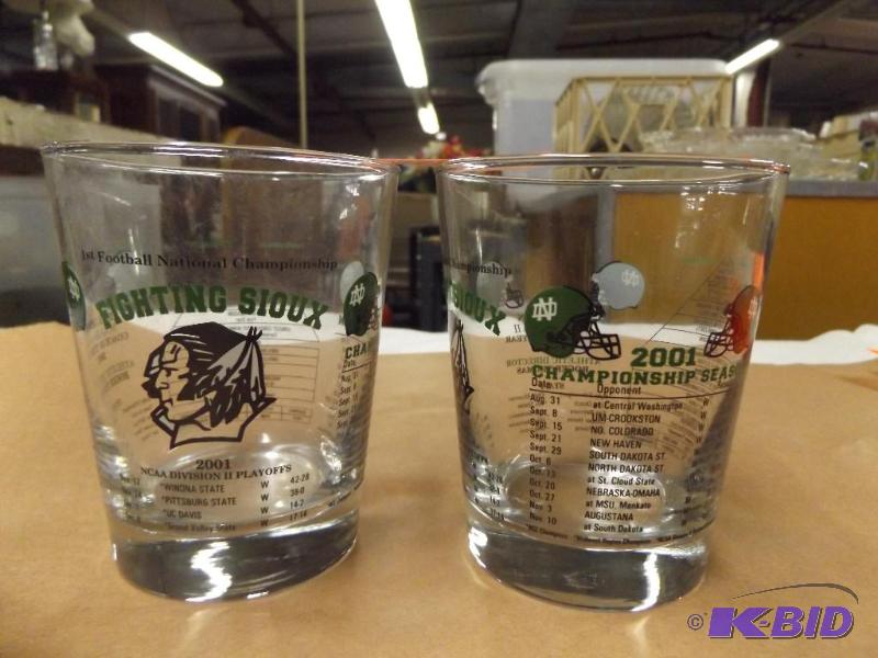 two 2001 Fighting Sioux glasses...