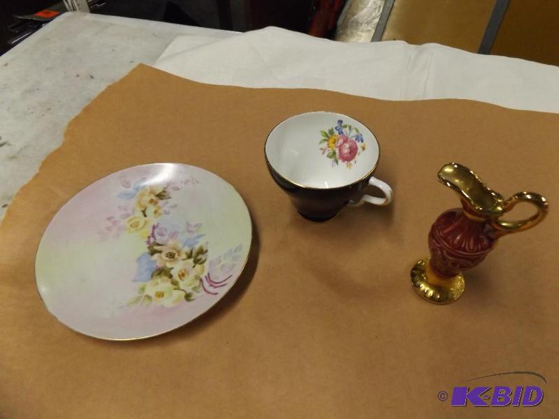 Decorative plate and cup, and mini pitcher...
