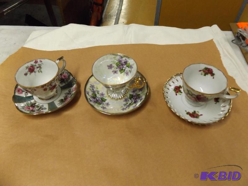 Three cup and saucer sets....