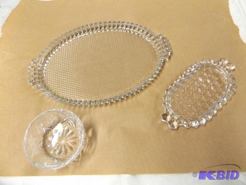 Three cut glass serving dishes...