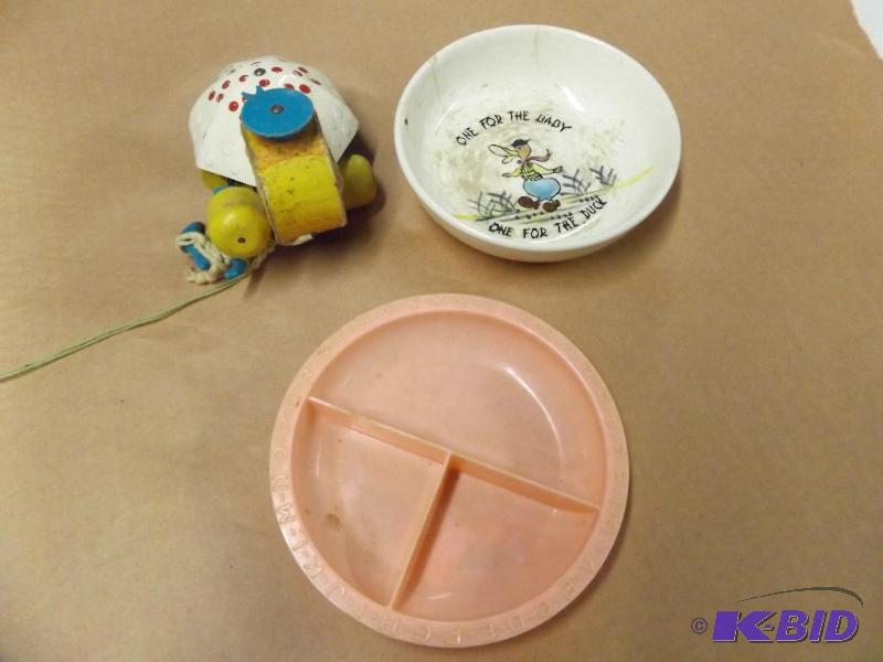 Childs dishes and toy...