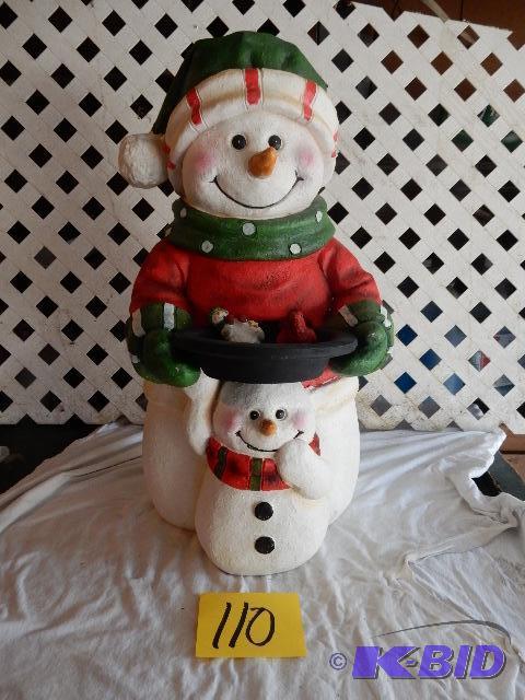 lot 110 image: Snow man Bird feeder.. The dish that fits in ...