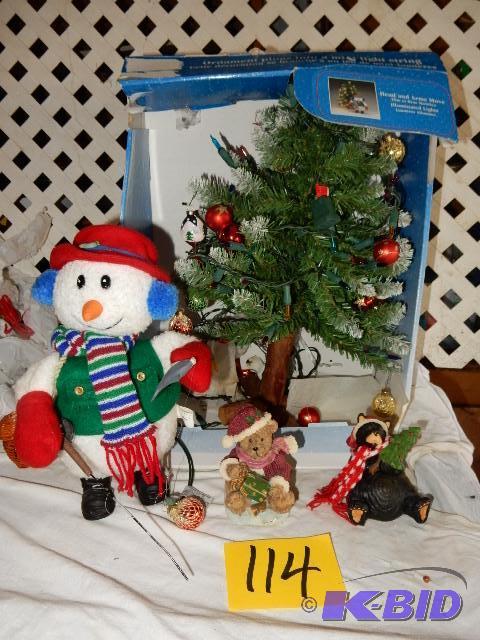 lot 114 image: Snow Man and Christmas Tree.. Tree lights and...
