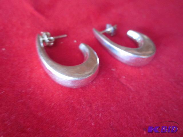 Pair of heavy Sterling Silver earrings, marke...