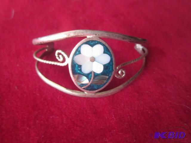 Alpaca Silver and enameled bracelet.&nbsp...