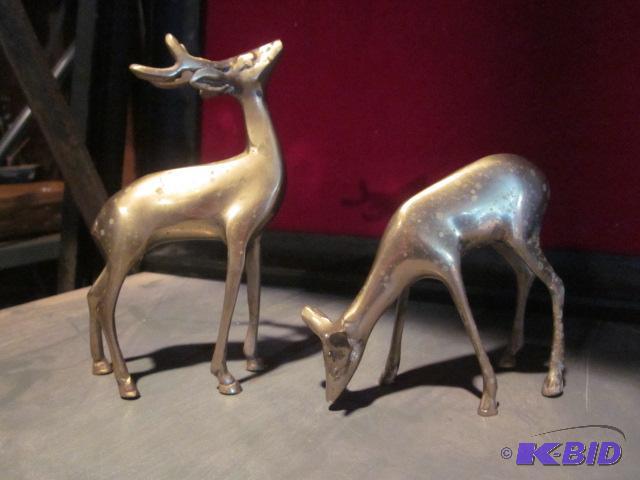 Pair of 8 inch bronze deer.&nbsp...