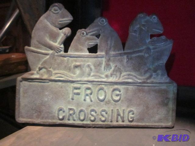 8 inch cast metal &quotFrog Crossing&quot t...