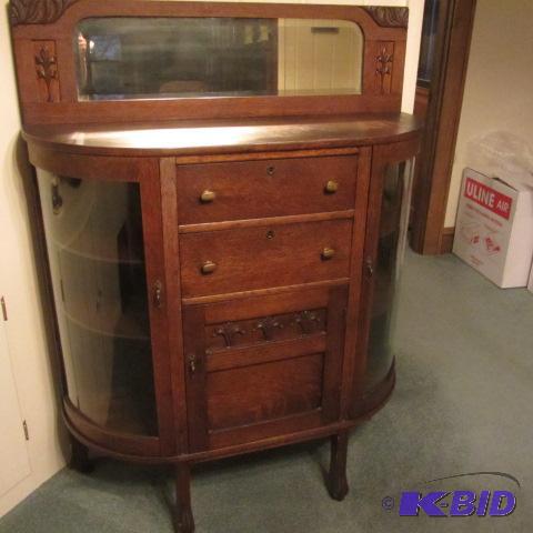 Antique Curved Glass Buffet