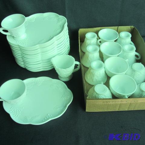 Milk Glass Snack Set