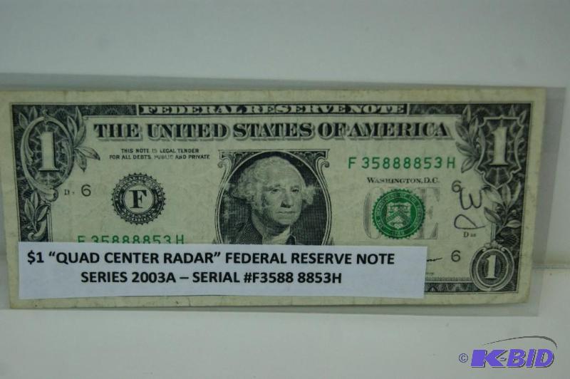 $1 Quad Center Radar Federal Reserve Note