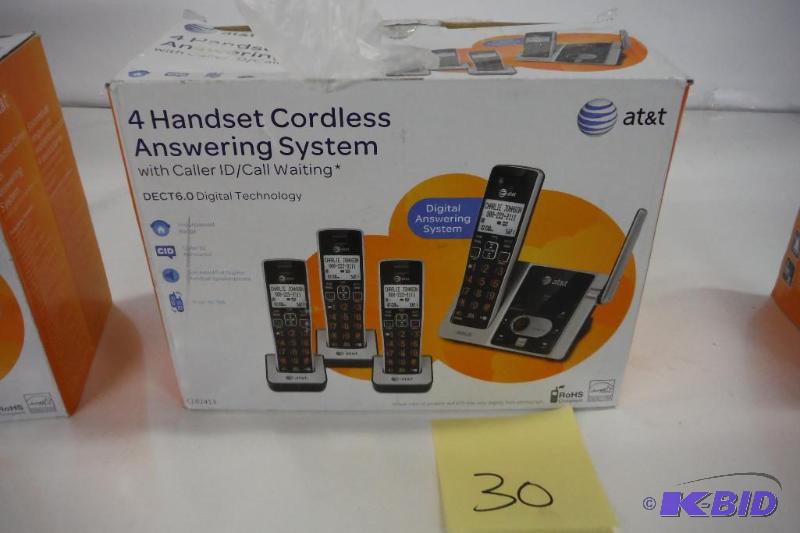lot 30 image: AT and T CL82413 DECT 6.0 Cordless Phone with Answering System - 4 Handsets