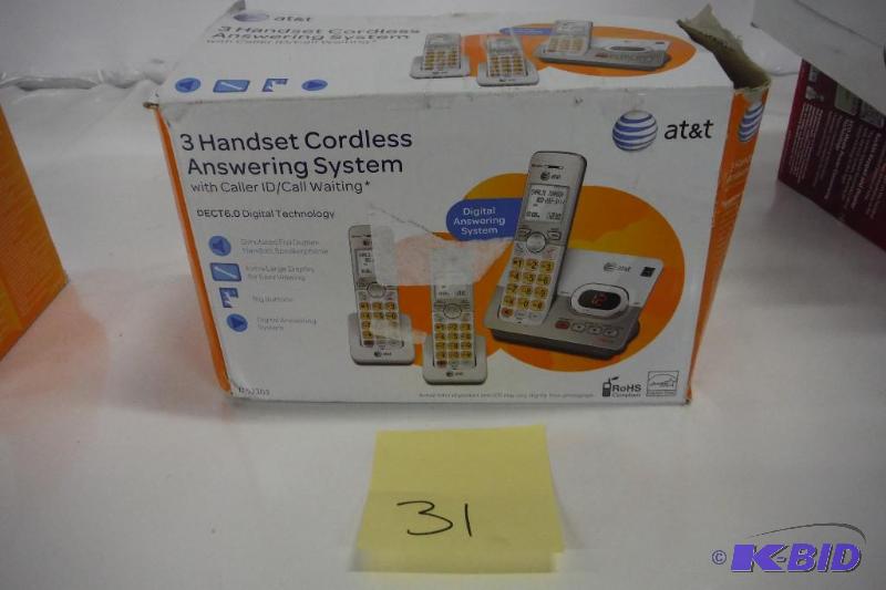 lot 31 image: AT&T EL52303 DECT 6.0 Digital 3 Handset Cordless Phone w Digital Answering System & Caller ID