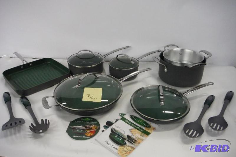 lot 36 image: Orgreenic 80-16PCG 16-Piece Non-Stick Cookware Set