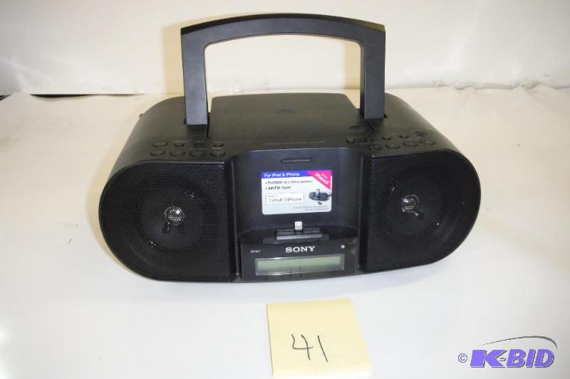 lot 41 image: Sony ZSS3IPN Lightning iPhoneiPod Portable CD Radio Boombox Speaker Dock (Black)