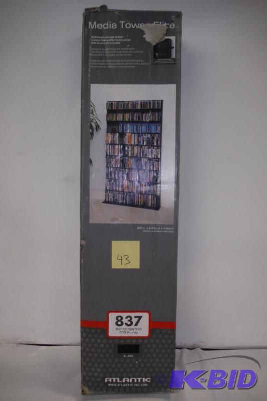 lot 43 image: Atlantic 35435725 Media Tower Elite Large 837 CD or 630 BluRay (Black