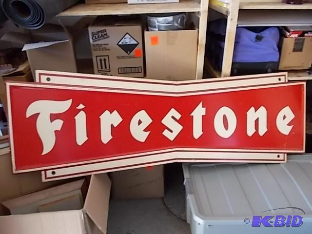 lot 1 image: Vintage Firestone Tin &nbspSign 72 x 24...