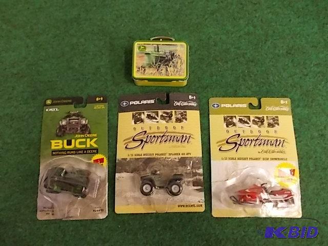 lot 110 image: 3-Ertl Outdoor Vehicles & 1-JD Tin...
