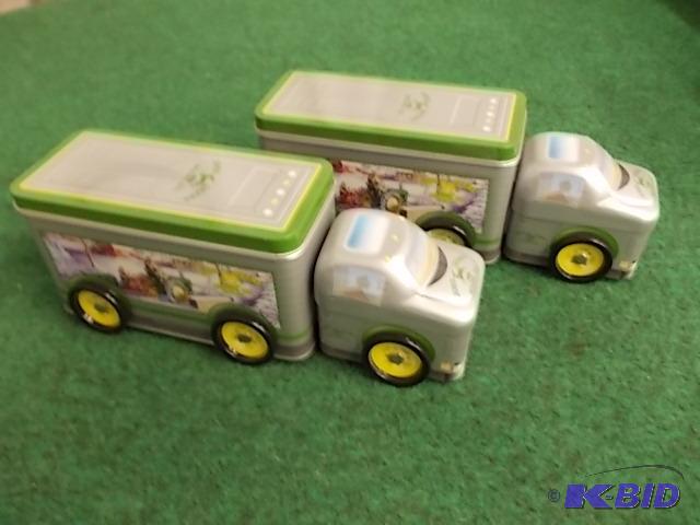 lot 71 image: 2-Metal Candy Tin JD DeliveryTrucks...
