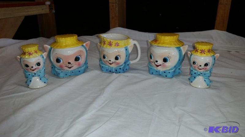 Antique Cat China Set