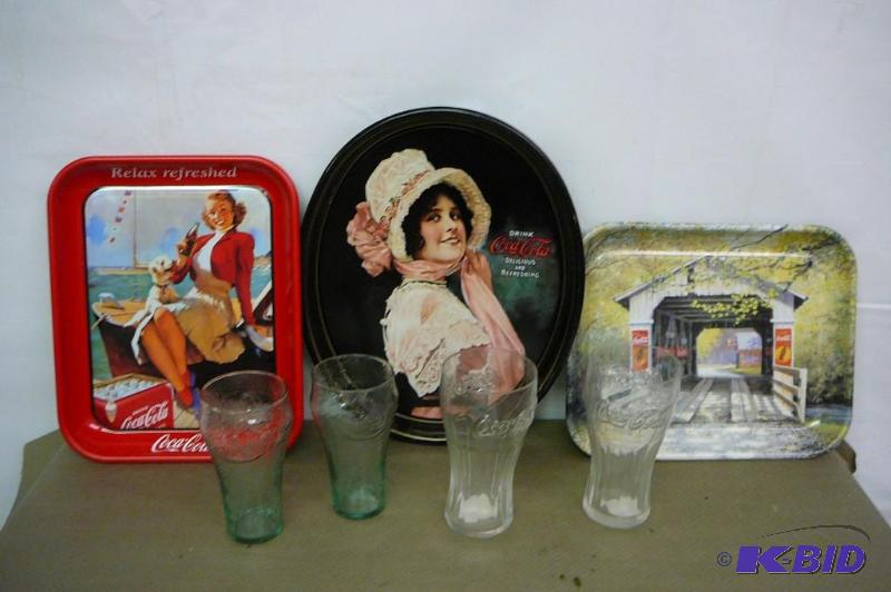 3 Coca cola trays&nbsp 4 Coke glasses&nbsp...