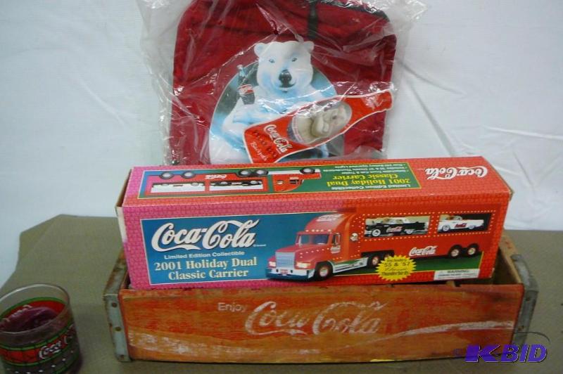 Coca Cola back pack, truck and crate&nbsp...