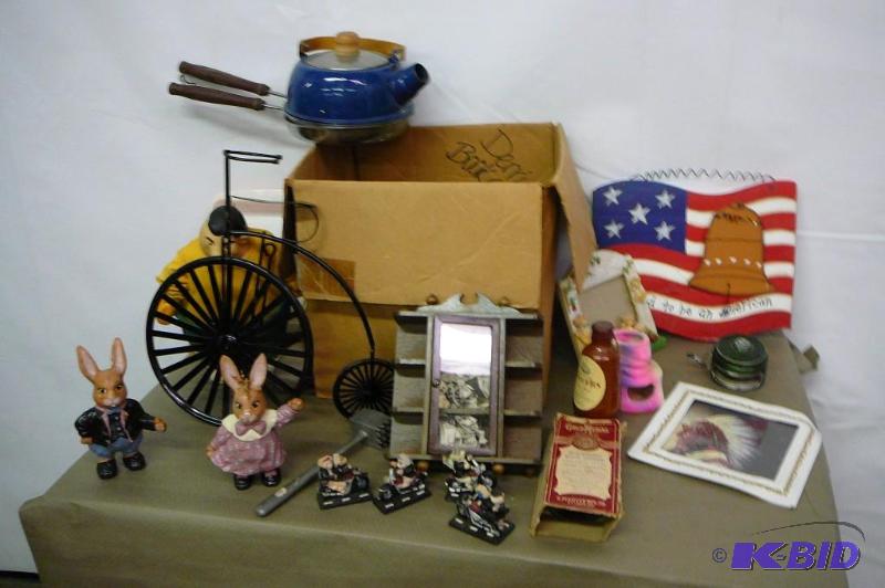 Lot of knickknacks, dish ware , frame and aqu...