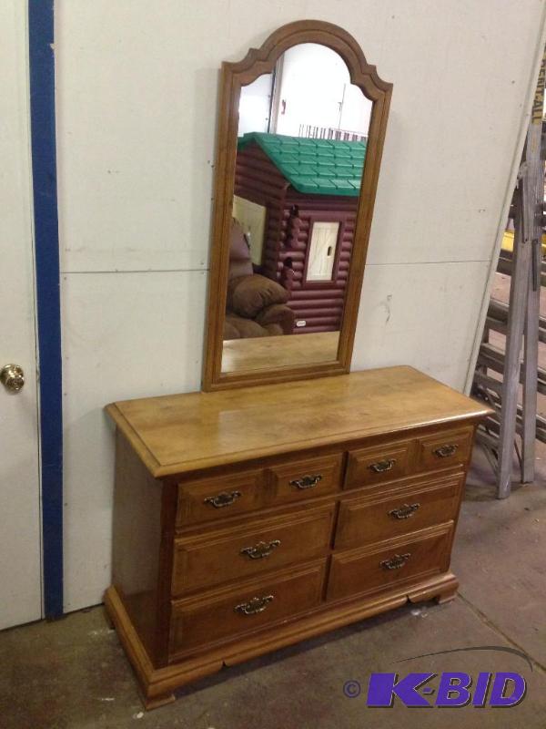 lot 40 image: Chestnut dresser with mirror 32" tall 50...