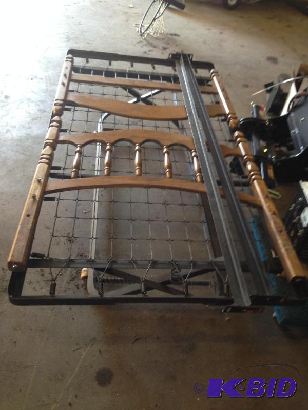 lot 43 image: Twin Bed Frame Head and Foot Board Frame drop...