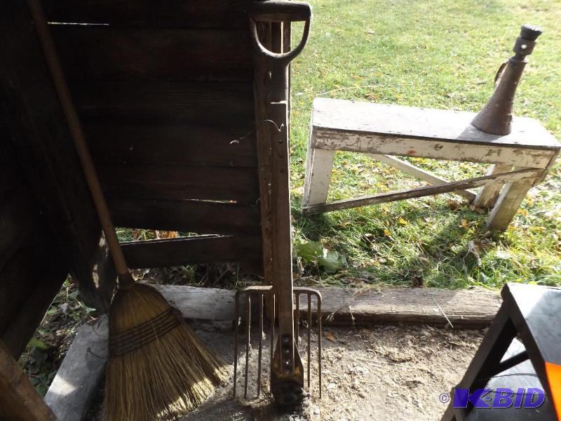 hay fork and broom...