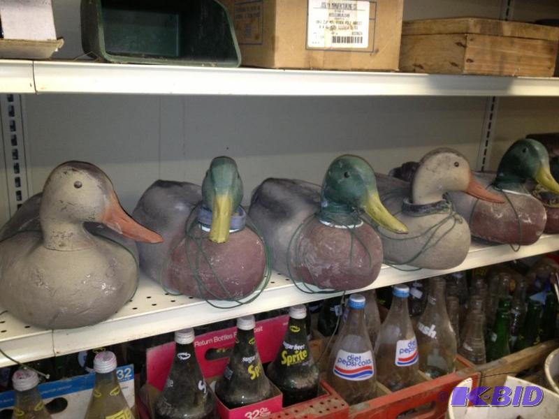 lot 136 image: Eight Duck Decoys, Styrofoam One Duck Decoy, ...