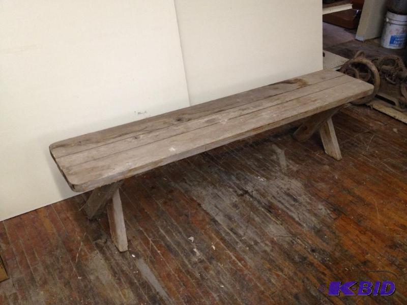 lot 27 image: Wood Bench, 6 long x 18&quot high&nbsp...