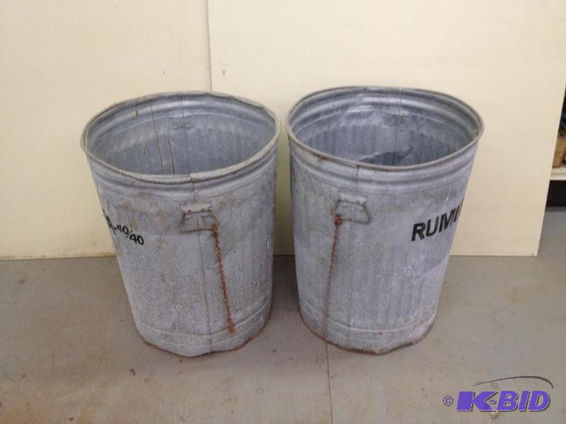 lot 50 image: 2 Large Tin Garbage Cans&nbsp...