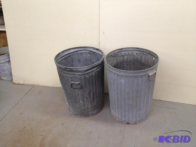 lot 65 image: 2 Medium Tin Garbage Cans&nbsp...