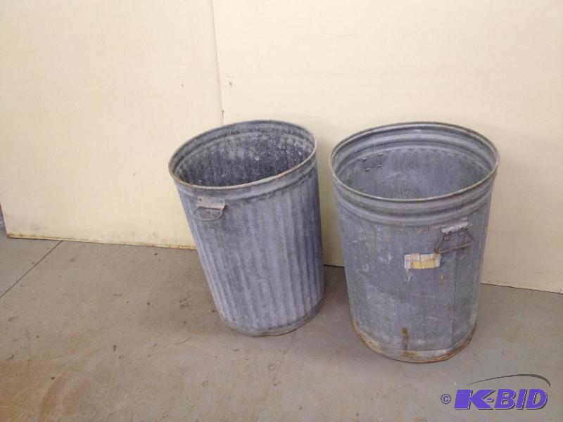lot 66 image: 2 Medium Tin Garbage Cans...