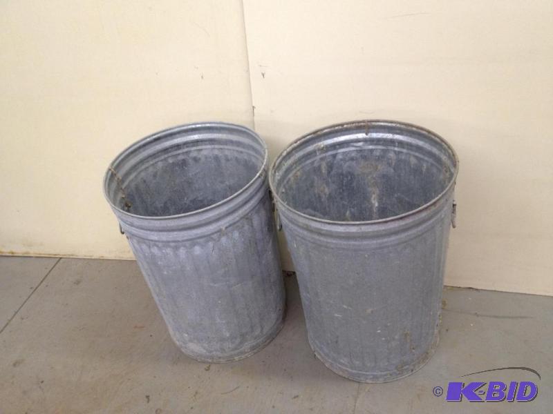 lot 67 image: 2 Medium Tin Garbage Cans...