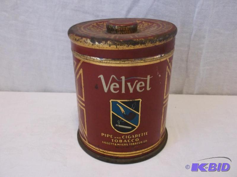 lot 54 image: Velvet pipe & cigarette tin good collecta...