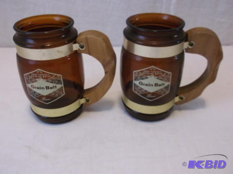 lot 56 image: Vintage Grain Belt mugs in great condition....