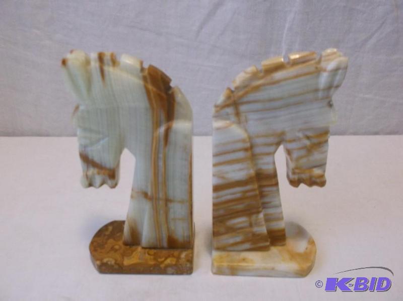 lot 61 image: Stone carved horse book end in great conditio...