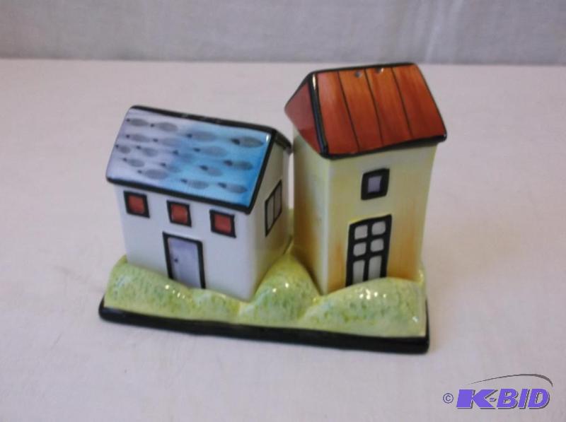 lot 62 image: Very cute house salt & pepper set in grea...