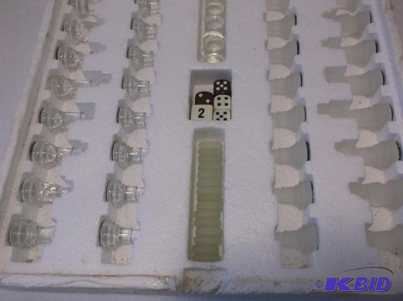 lot 69 image: Nice glass chess & backgammon came set....