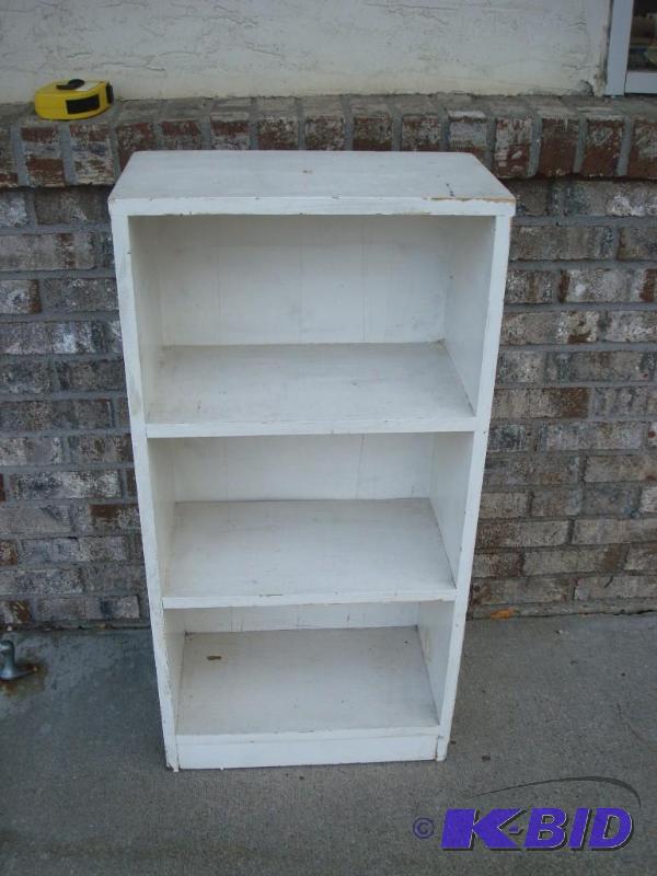 lot 10 image: Small White Shelf, Solid Wood, Some Wear...