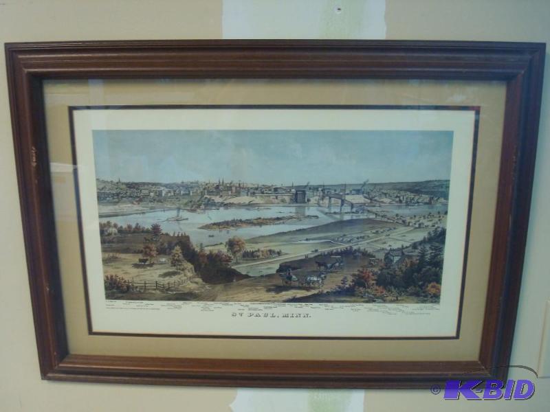 lot 21 image: Vintage Framed Saint Paul&nbspMap Picture, M...