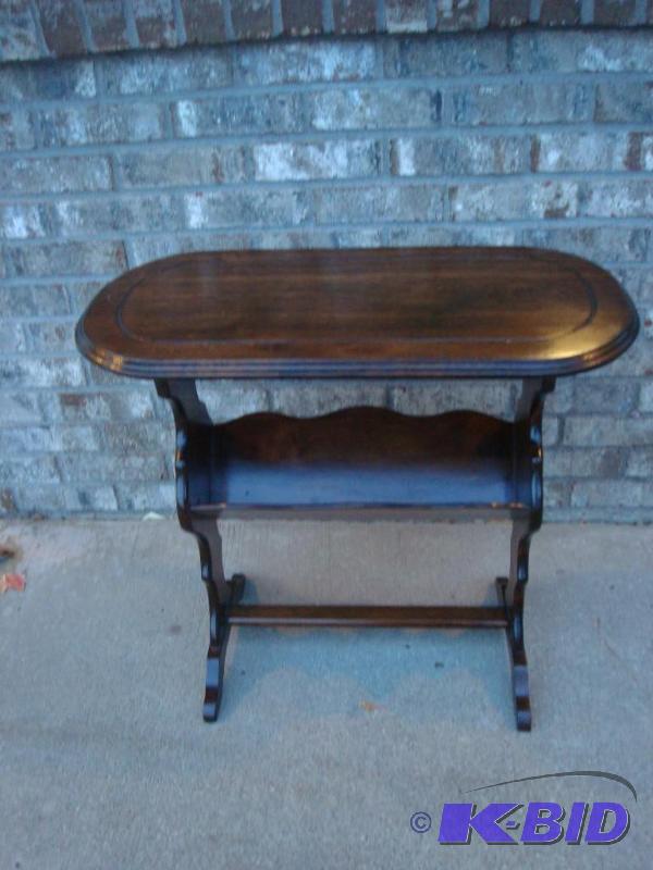 lot 5 image: Solid Wood Table With Paper Rack...