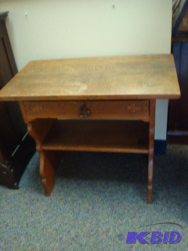 lot 6 image: Vintage Solid Wood Table, Might Be Antique, S...