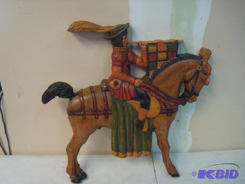 lot 72 image: Wood Hanging Horse Art...